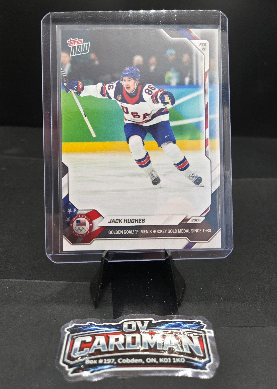JACK HUGHES 2026 Olympics Topps Now Card #18 USA GOLDEN GOAL