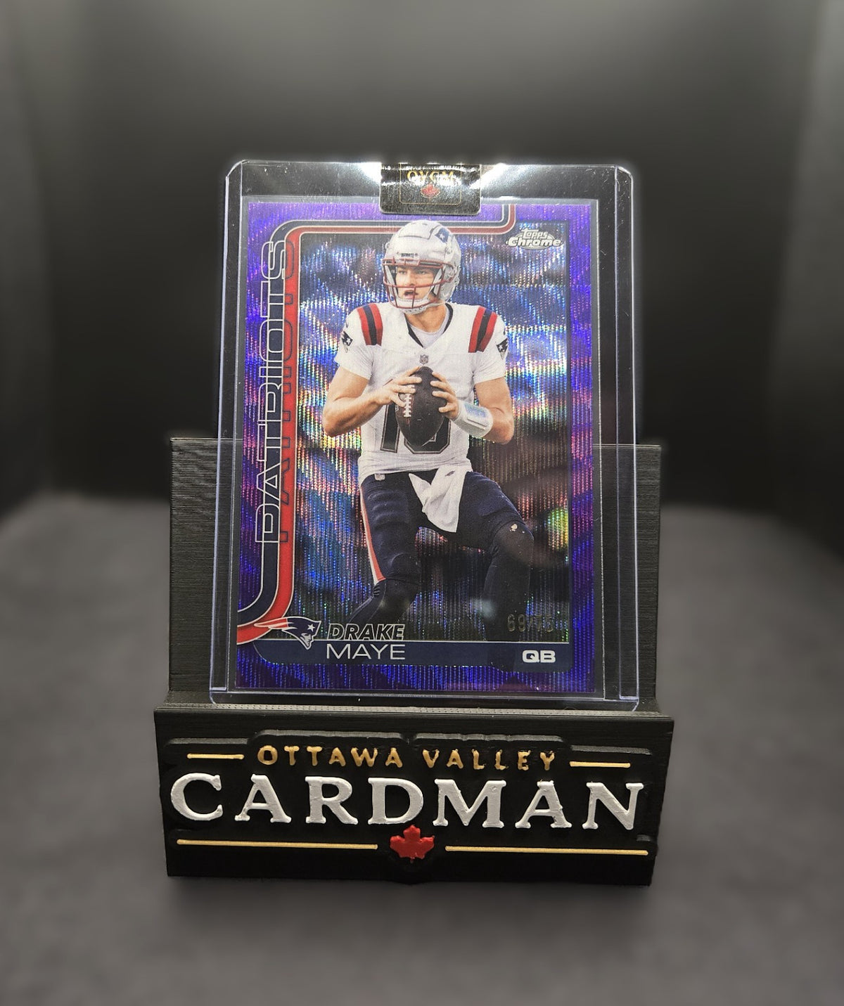 2025 Topps Chrome Drake Maye Purple Wave /75 #207 New England Patriots