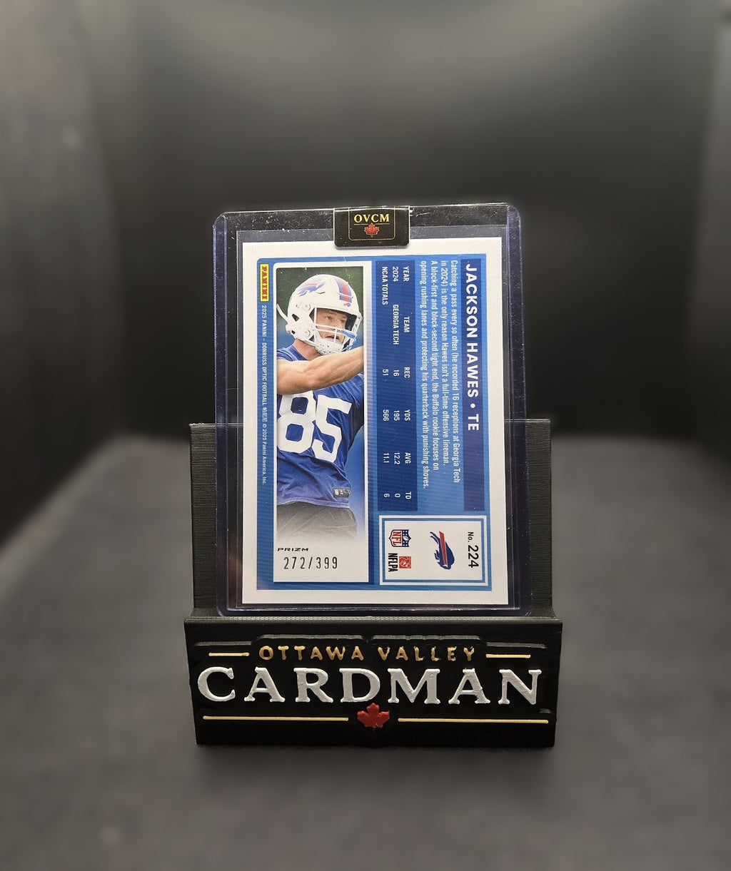 2025 Donruss Optic Jackson Hawes Blue Prizm RC /399 #224 Buffalo Bills