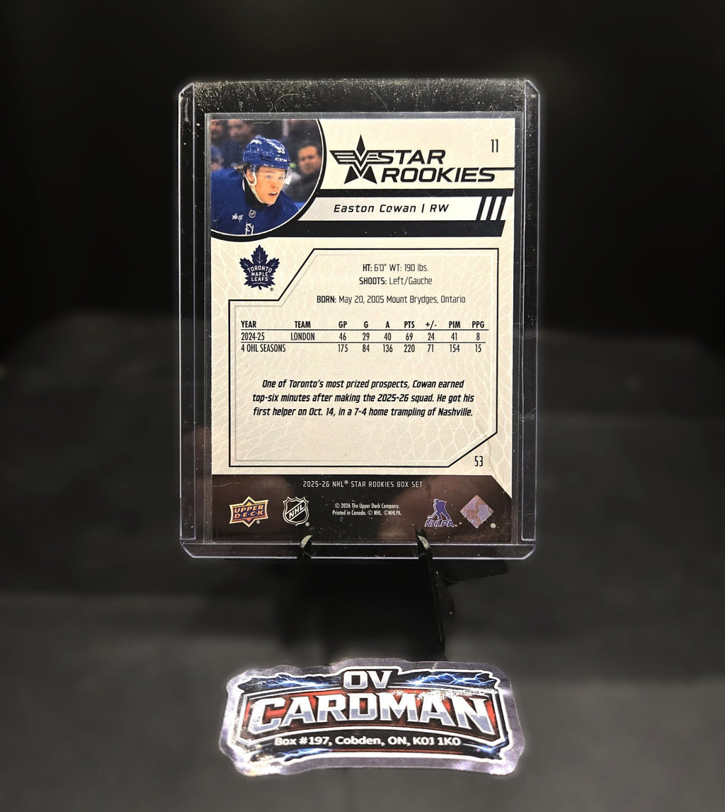 2025-26 Upper Deck Star Rookies #11 Easton Cowan Toronto Maple Leafs Rookie Card