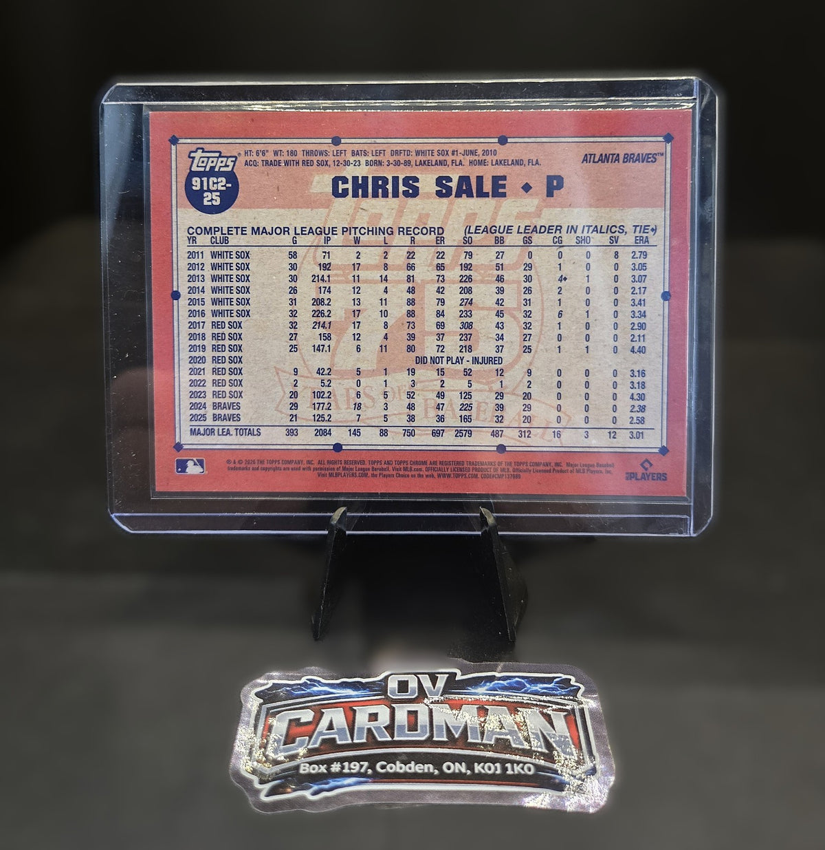 2026 Topps Series 2 Chris Sale Gold Mojo Refractor Gold /50 Atlanta Braves