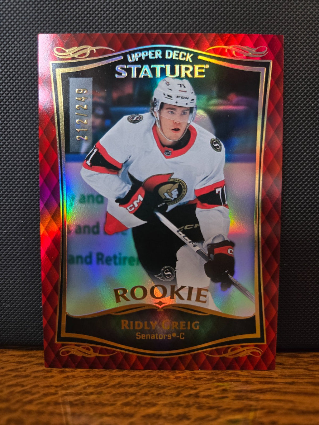 Upper Deck 2023-24 – Stature Red Rookie /249 – Ridly Greig #38 – Ottawa Senators