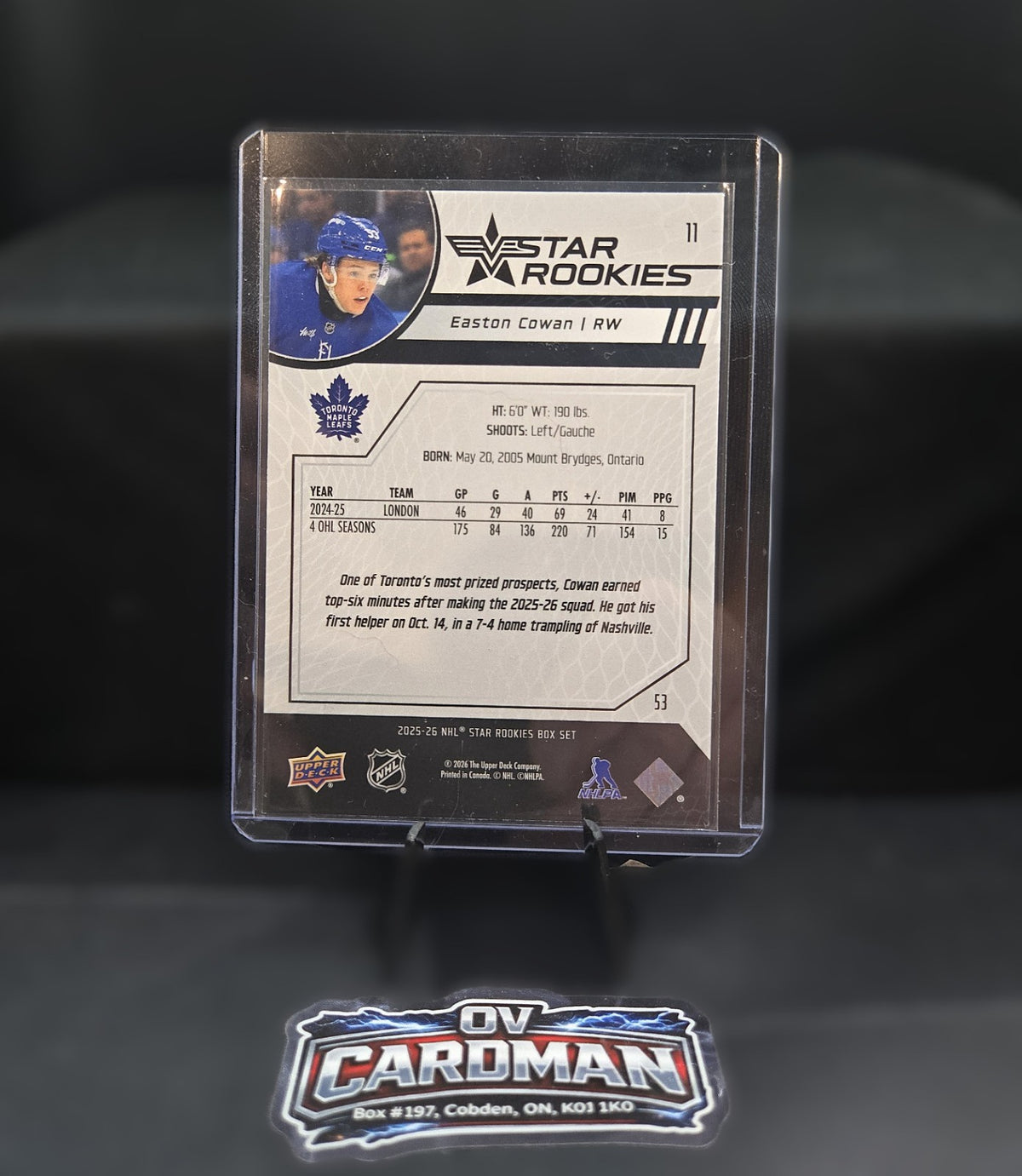 2025-26 Upper Deck Easton Cowan Star Rookies & Parkhurst RC Lot | Maple Leafs