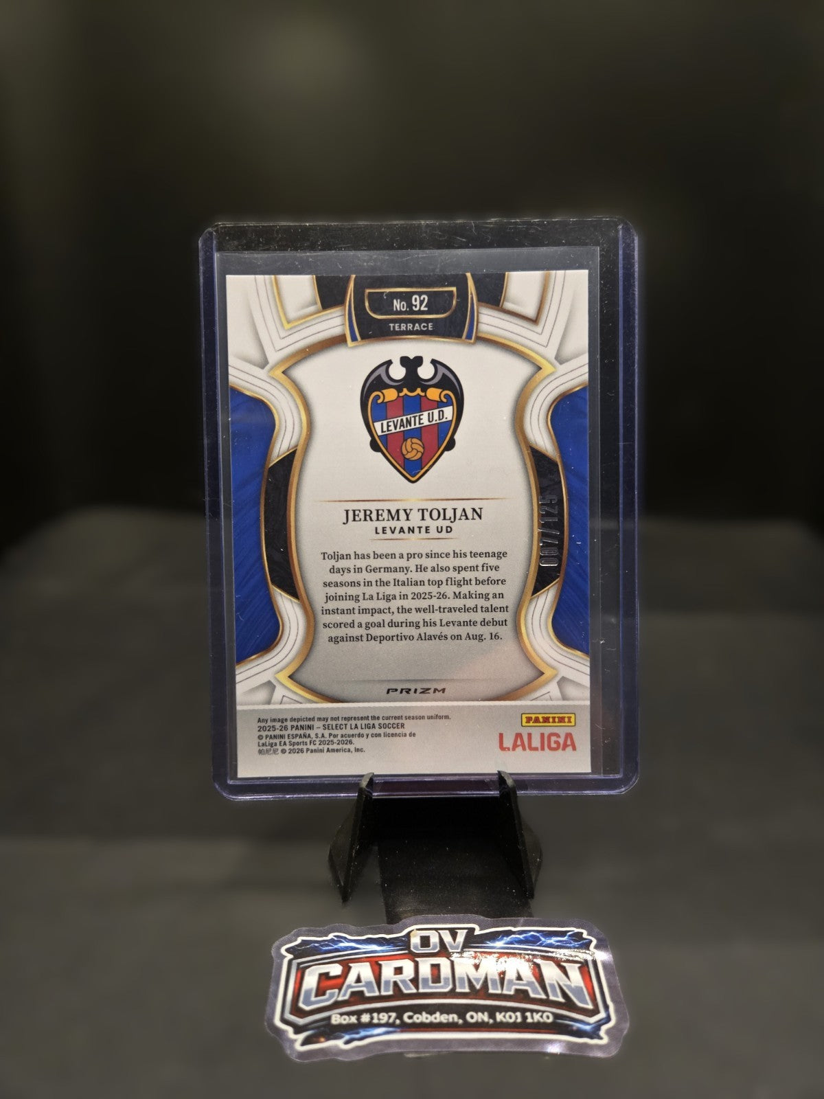 2025-26 Panini Select La Liga – Jeremy Toljan Purple Prizm /125 – Levante UD