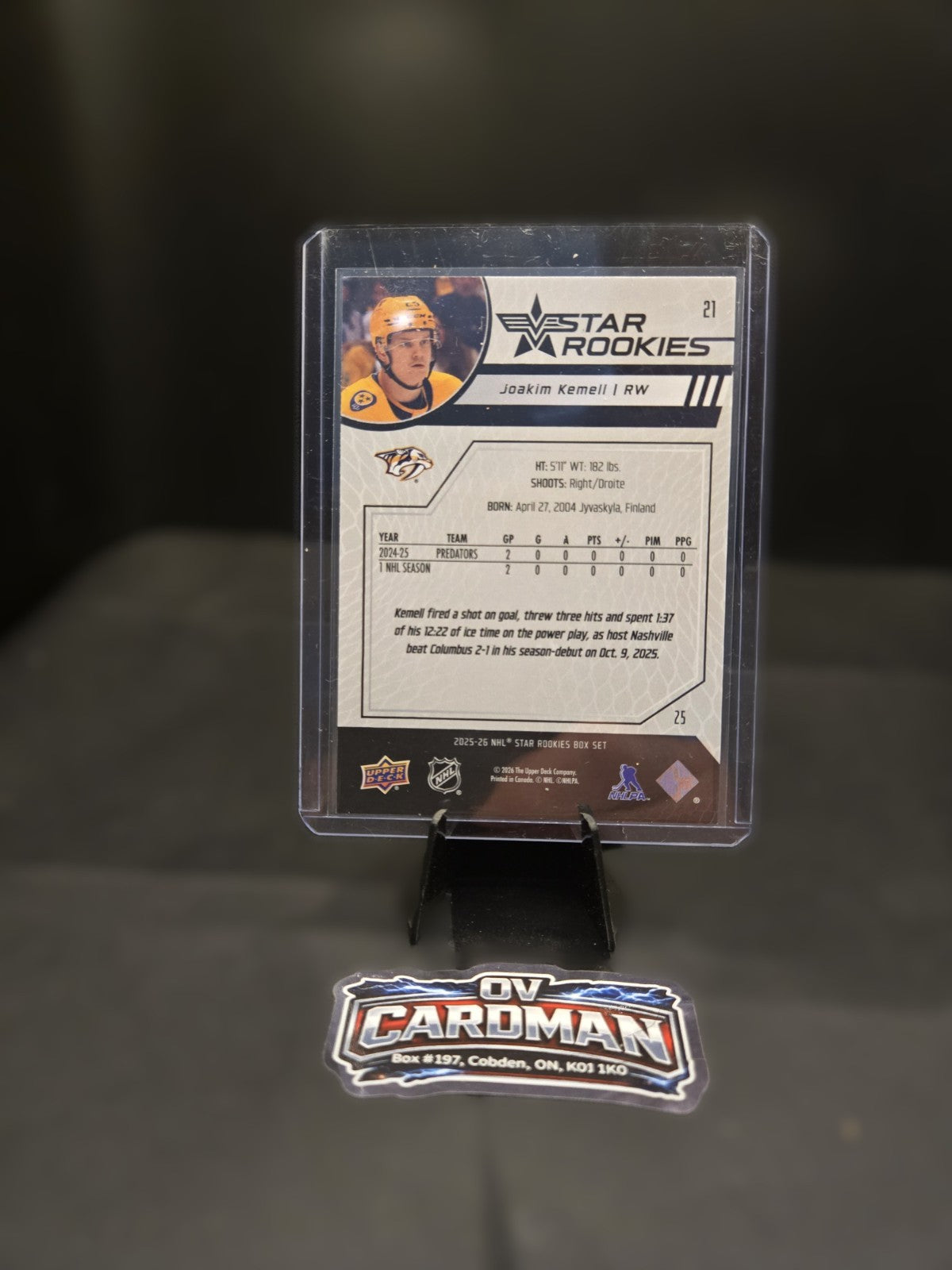 2025-26 Upper Deck Joakim Kemell Rookie Lot - Nashville Predators