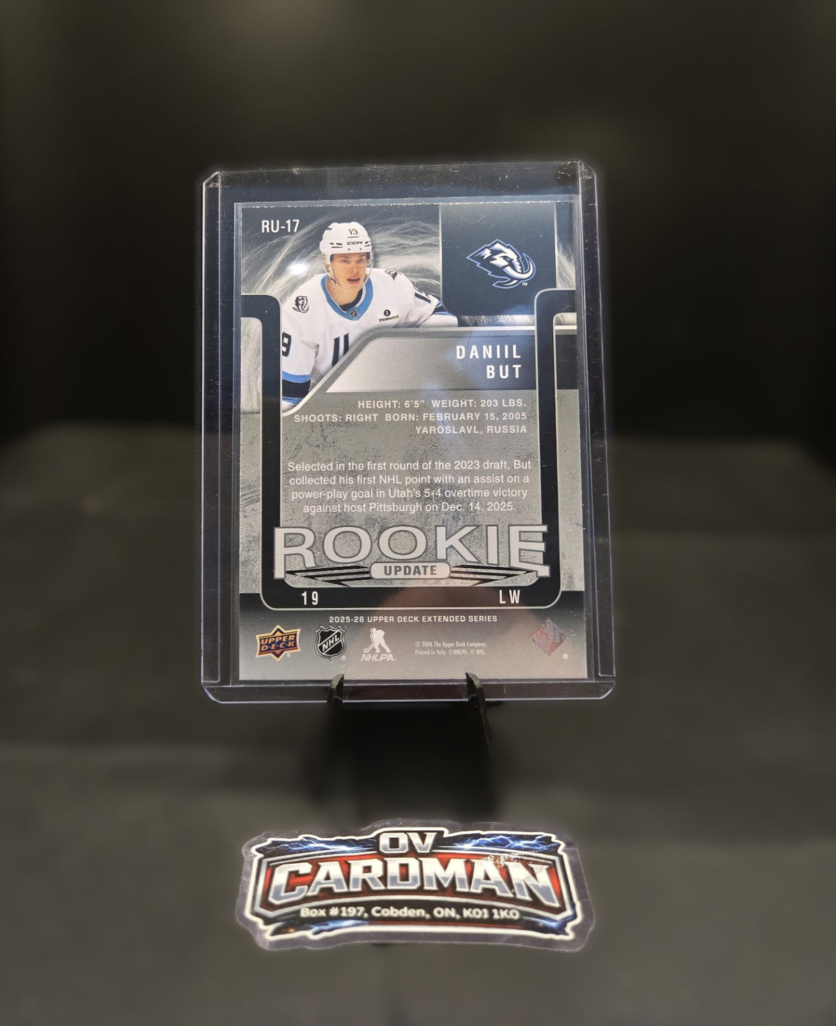 2025-26 Upper Deck Rookie Update Daniil But RU-17 Utah Mammoth /1999