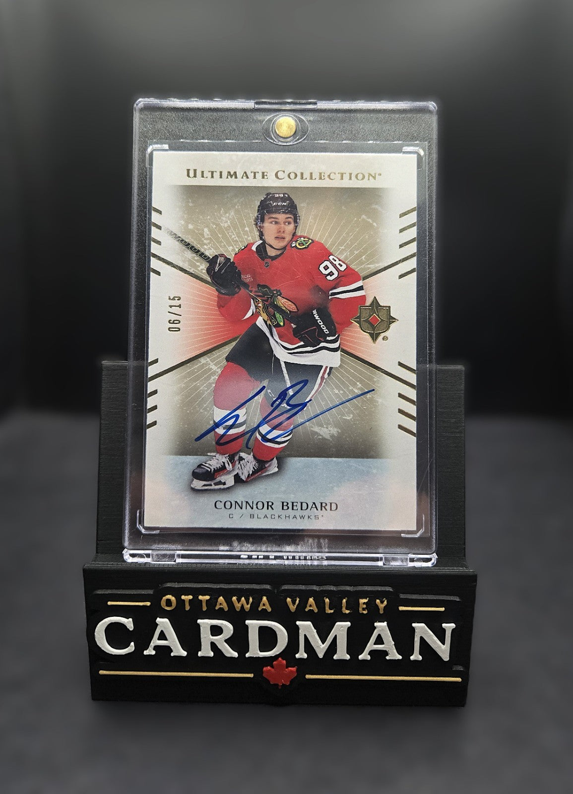 2025-26 Upper Deck Ultimate Connor Bedard Gold Auto /15 #70 Blackhawks