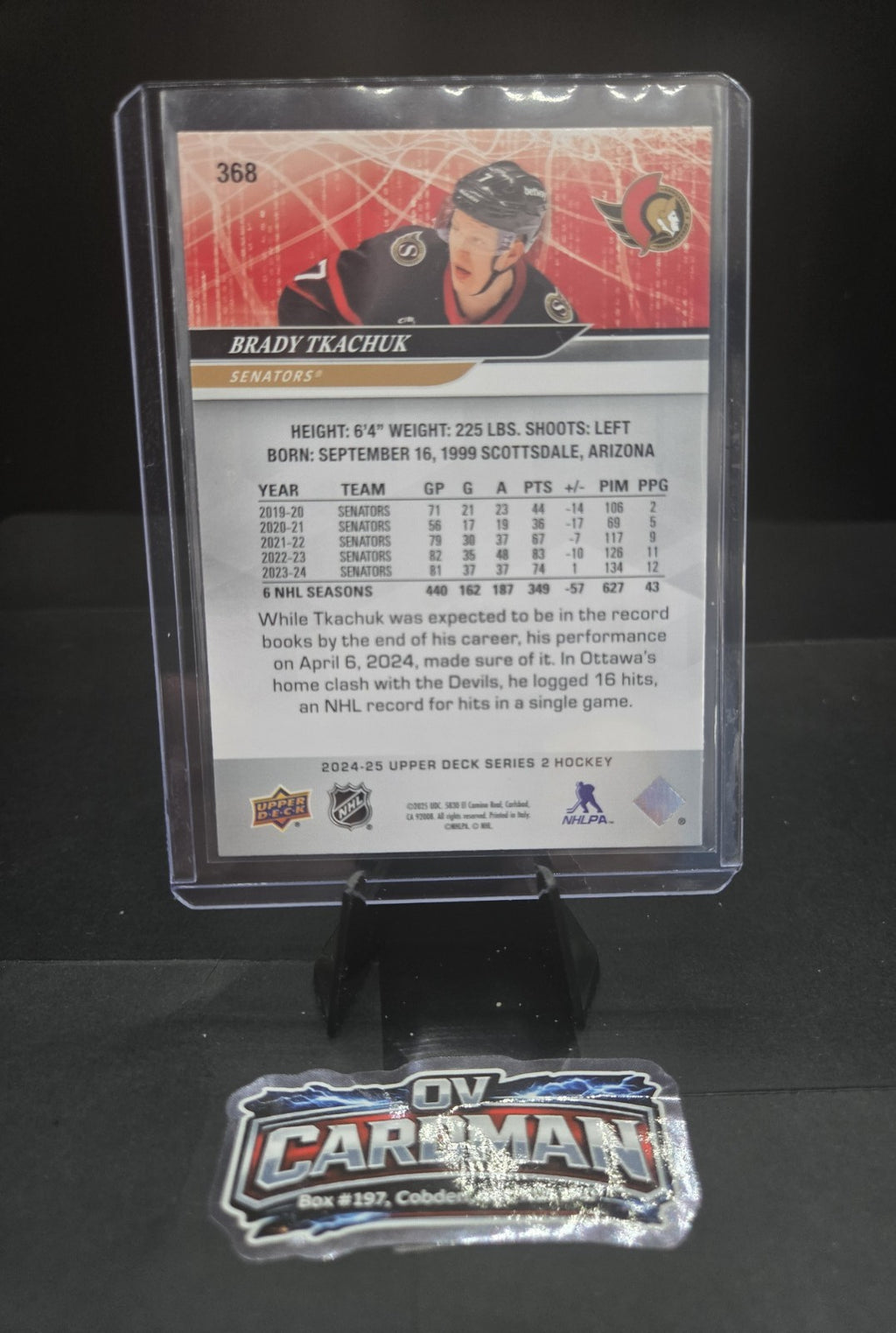 Upper Deck 2025-26 – UD Exclusives /100 – Brady Tkachuk #94/100 – Ottawa Sens