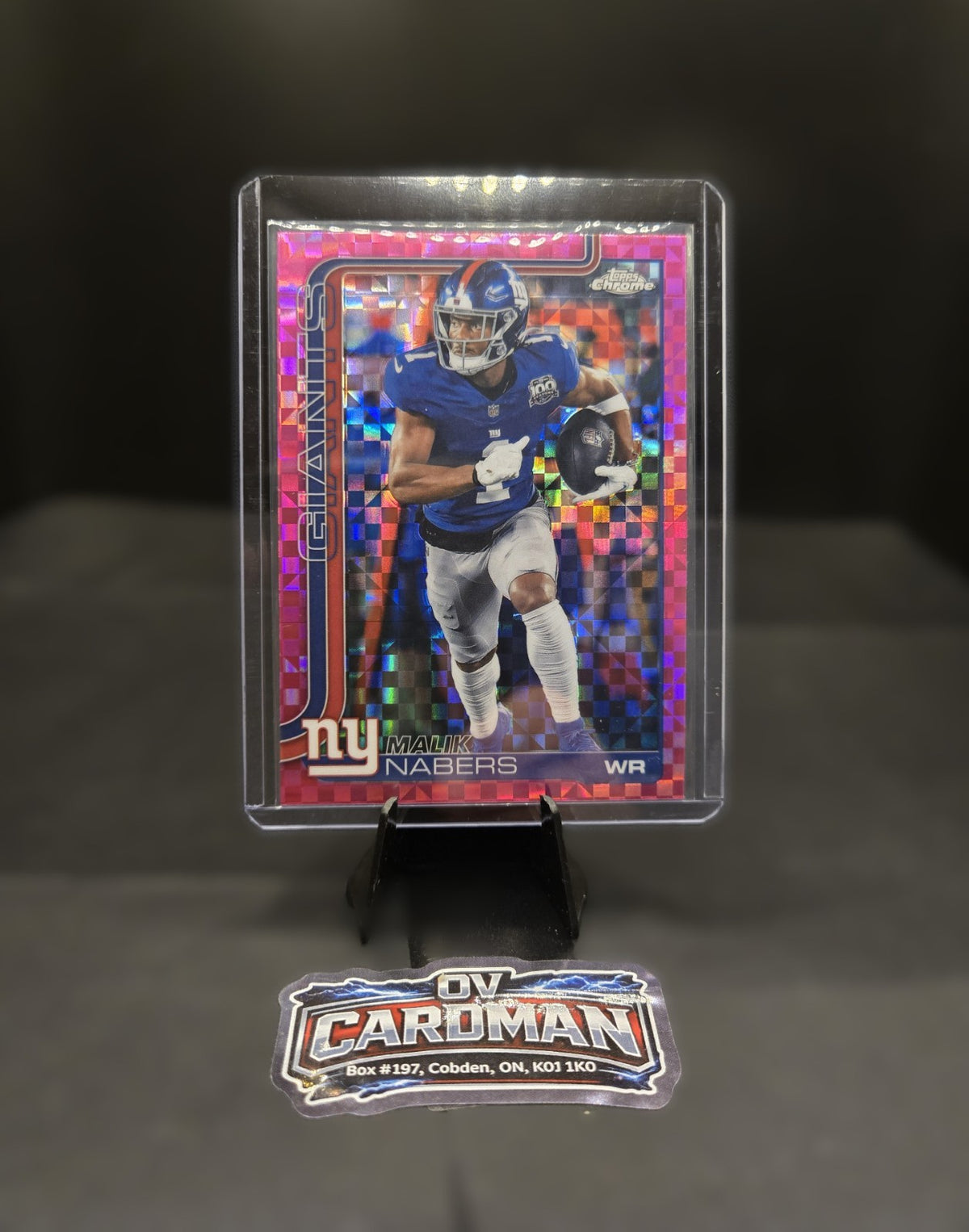 2025 Topps Chrome – Malik Nabers #225 – Pink X-Fractor RC – New York Giants