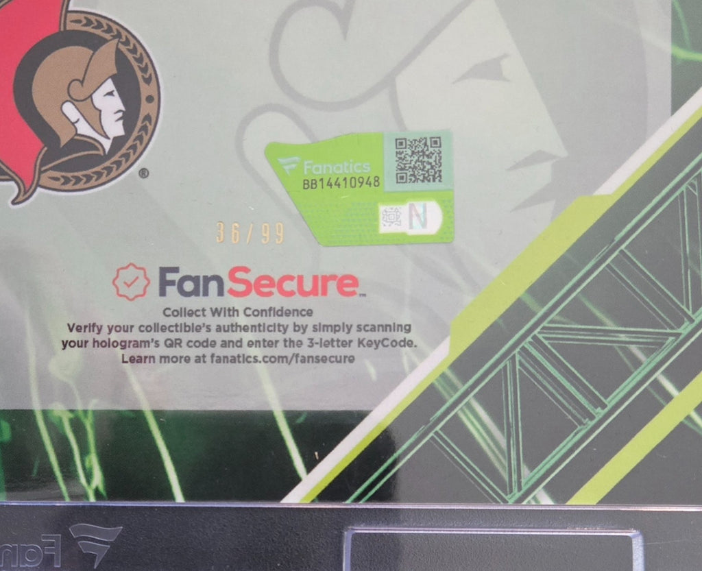2026 Fanatics Under Wraps Emanate Hockey Tim Stützle /99 Green Ottawa Senators