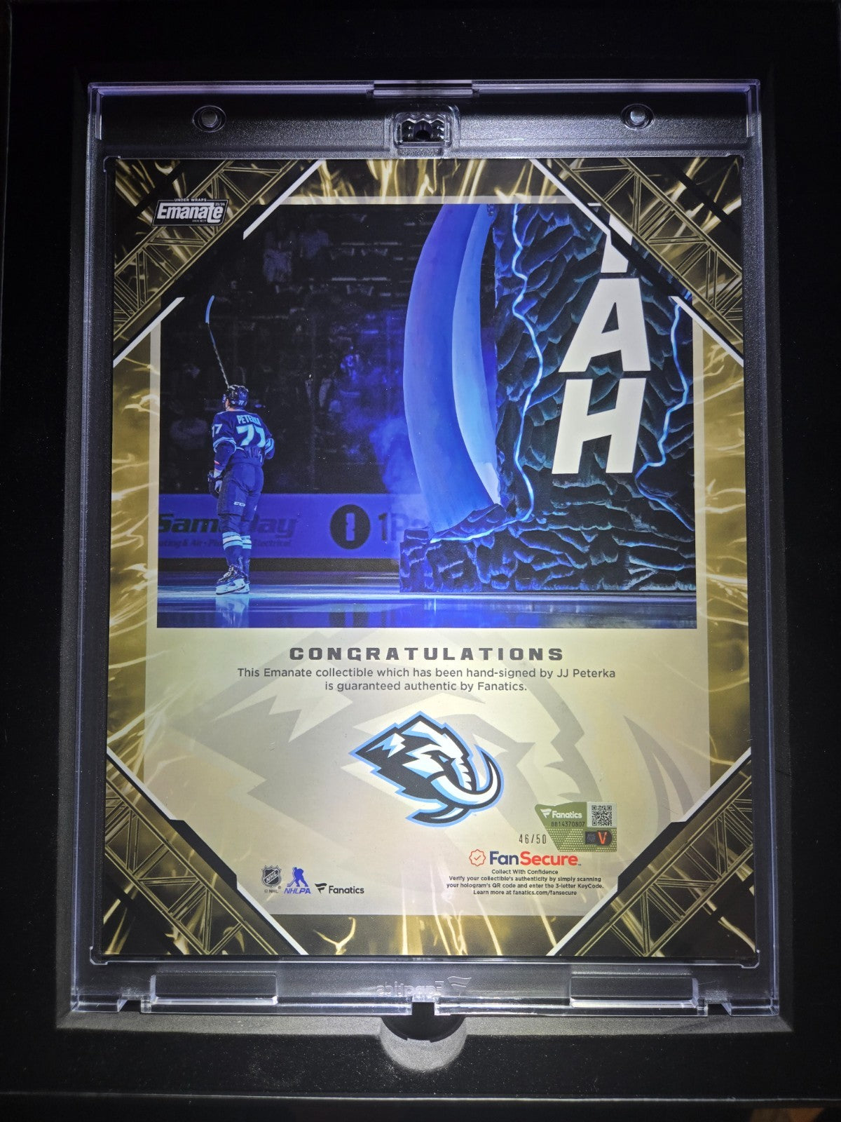2026 Fanatics Under Wraps Emanate Hockey JJ Peterka /50 Gold Utah Mammoth