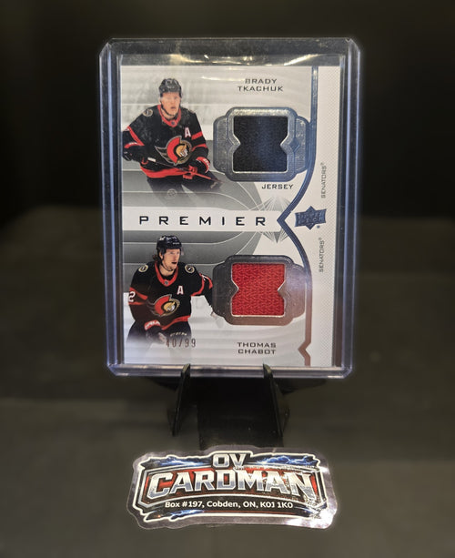 2020-21 Upper Deck Premier Dual Jersey Brady Tkachuk/Thomas Chabot /99 Senators