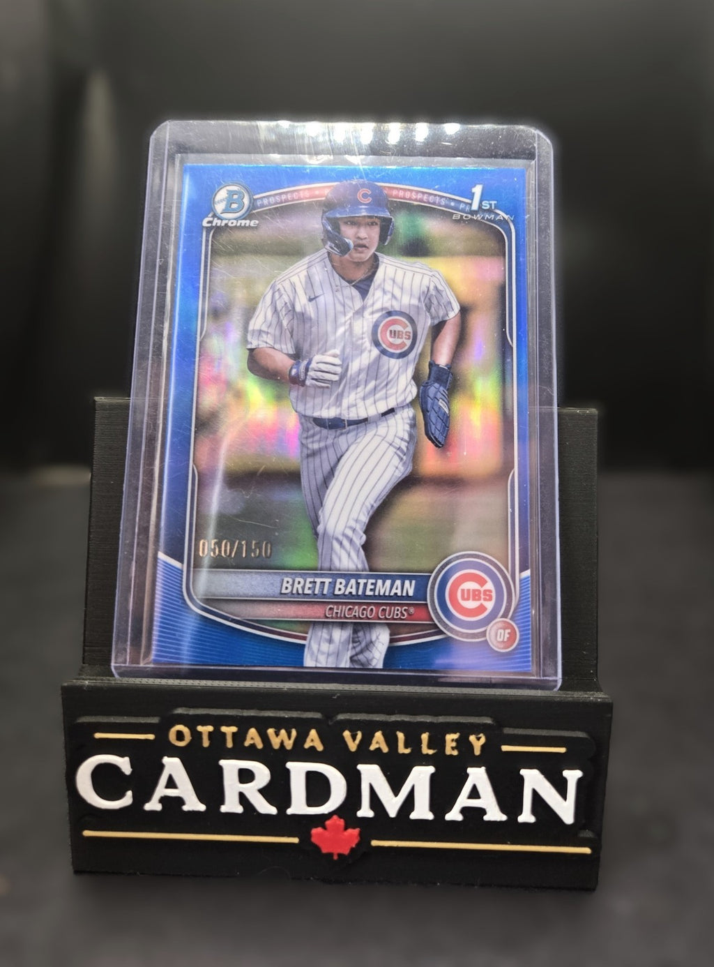 2025 Bowman Chrome Brett Bateman Blue Refractor 50/150 1st Bowman RC Blue Jays