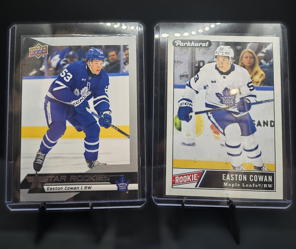 2025-26 Upper Deck Easton Cowan Star Rookies & Parkhurst RC Lot | Maple Leafs