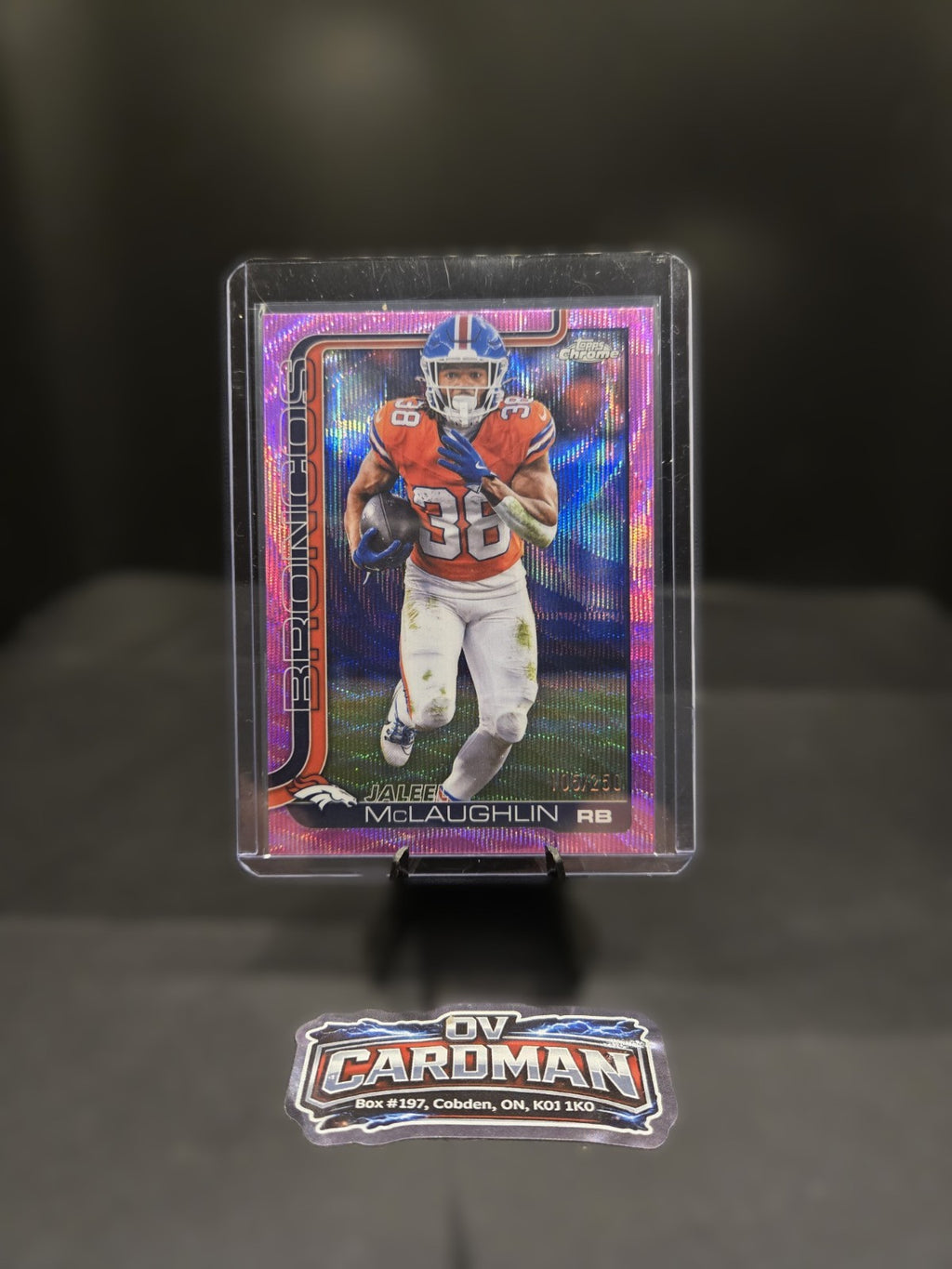 2025 Topps Chrome – Jaleel McLaughlin #90 – Pink X-Fractor  /250 – Broncos