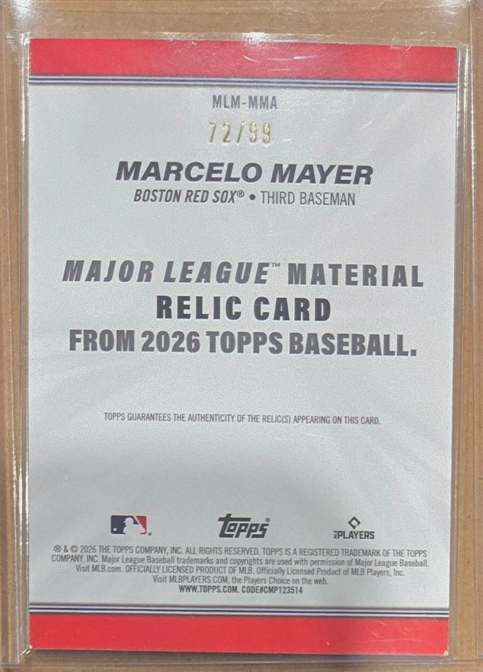 2026 Topps Series 1 - Major League Material Green 72/99 - Marcelo Mayer Red Sox