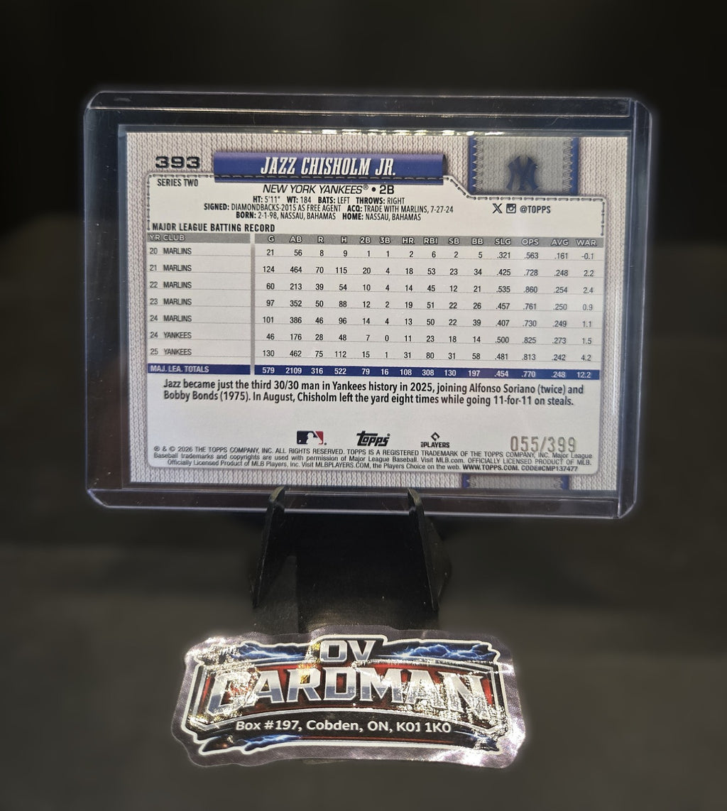 2026 Topps Baseball Series 2 Jazz Chisholm Jr. Yellow Foil  /399 Yankees