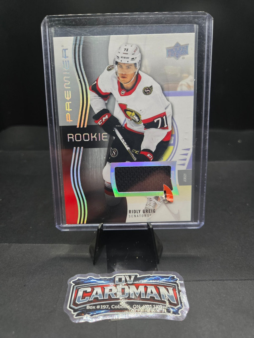 Upper Deck Premier 2023-24 – Ridly Greig Rookie Jersey Patch – Ottawa Senators