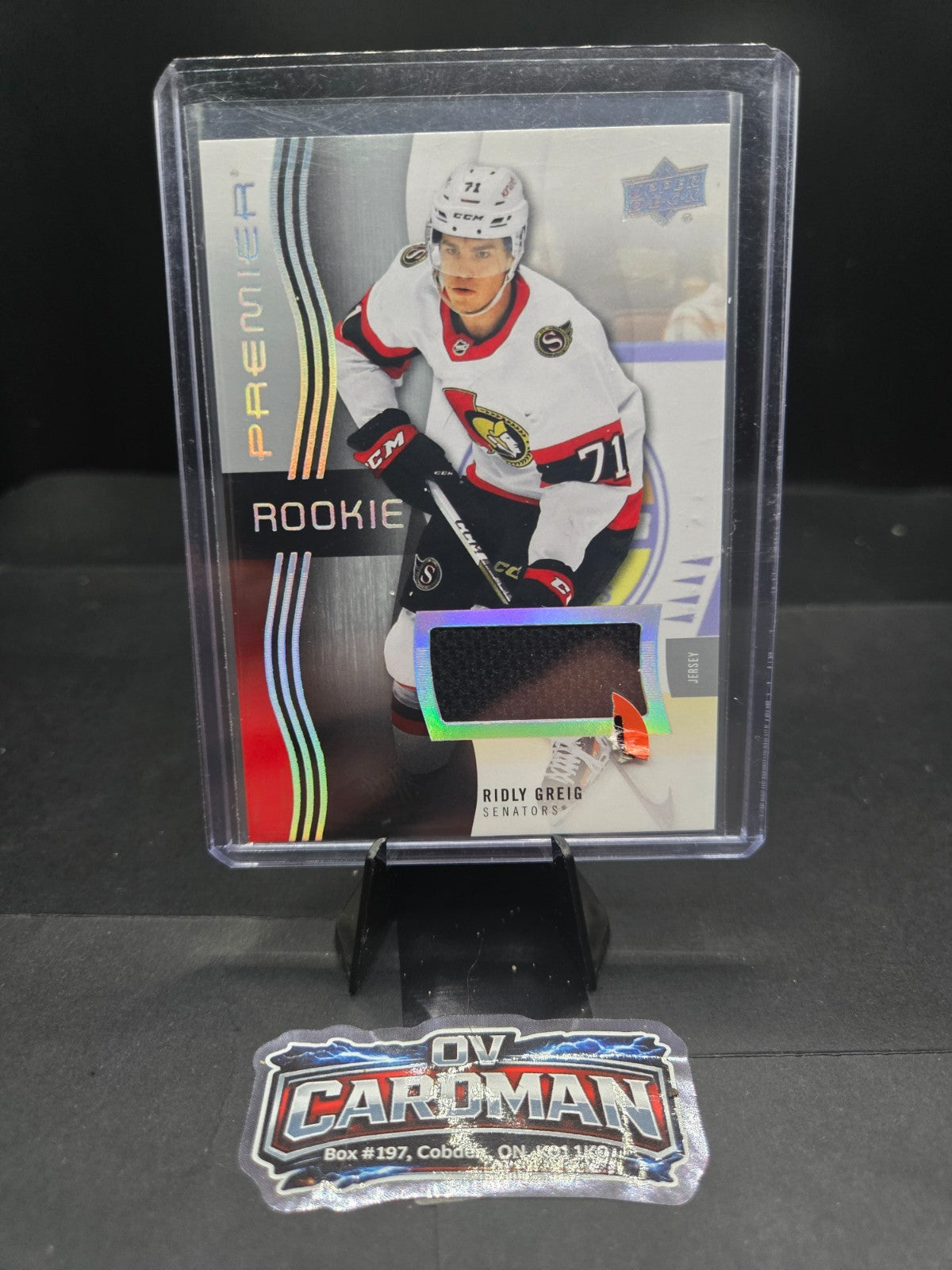 Upper Deck Premier 2023-24 – Ridly Greig Rookie Jersey Patch – Ottawa Senators