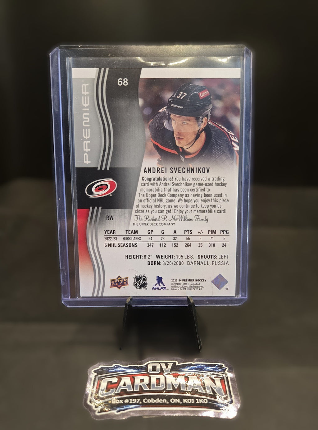 Andrei Svechnikov 2018-19 Young Guns RC, Clear Cut Auto Lot –Carolina Hurricanes