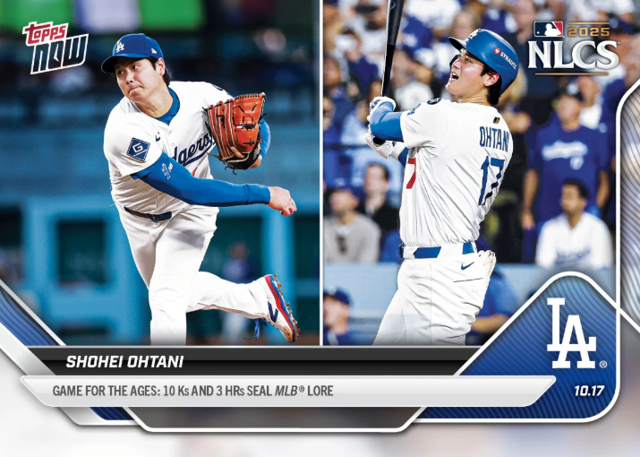 Shohei Ohtani - 2025 MLB Topps NOW® - Card 884 10 SO and 3 HR Card NLCS