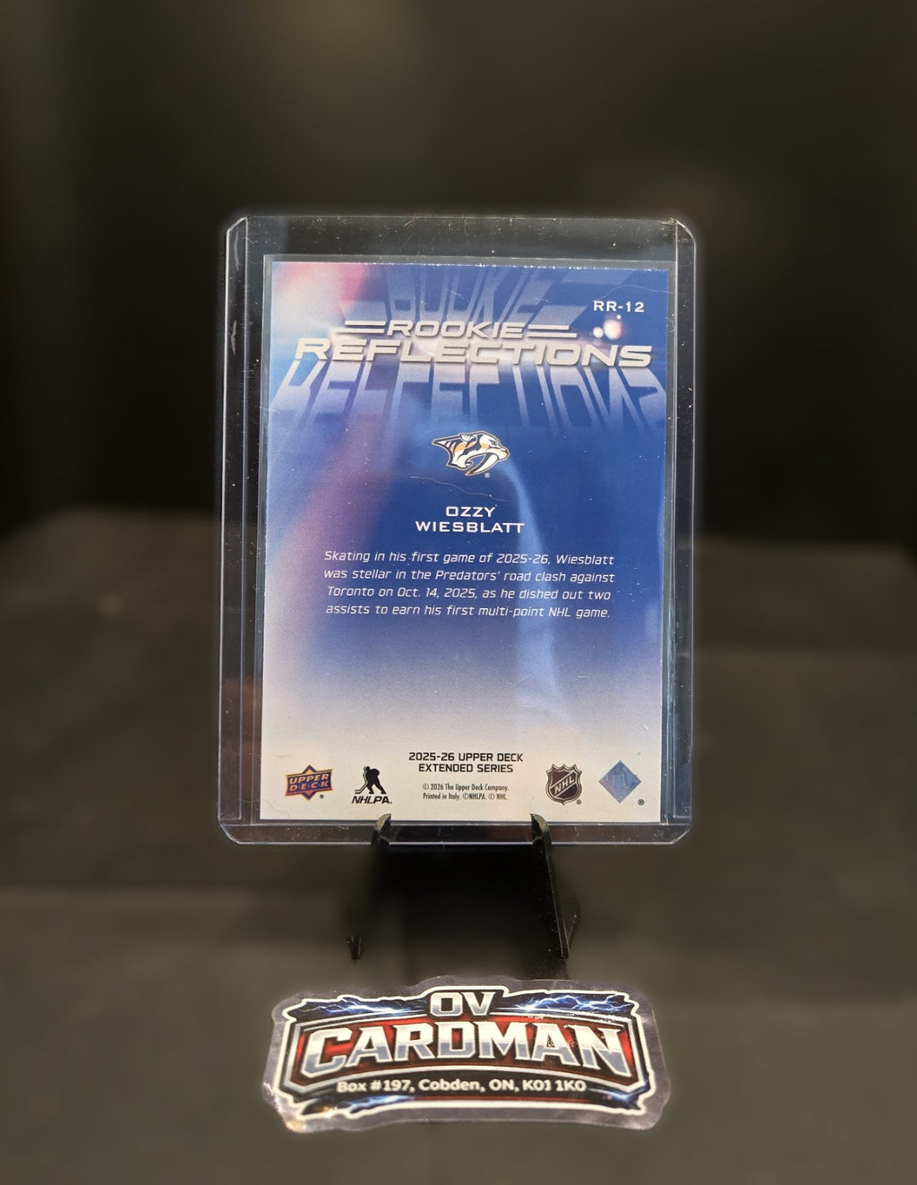 2025-26 Upper Deck Extended Series Ozzy Wiesblatt RC Update /1999 & RR Predators