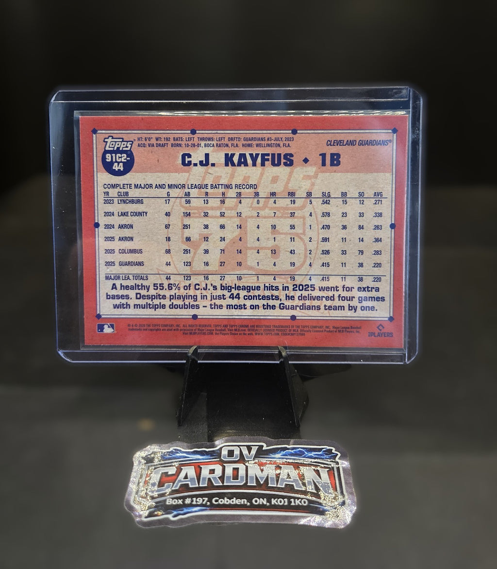 2026 Topps Series 2  C.J. Kayfus Chrome RC Cleveland Guardians #91C2-44