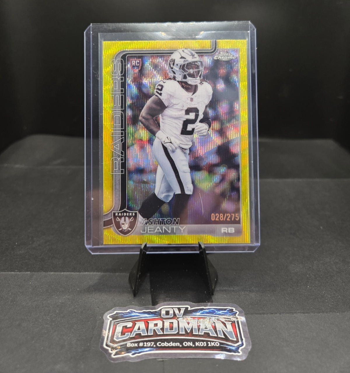 Topps Chrome – Yellow Refractor Rookie – Ashton Jeanty #028/275 – LV Raiders