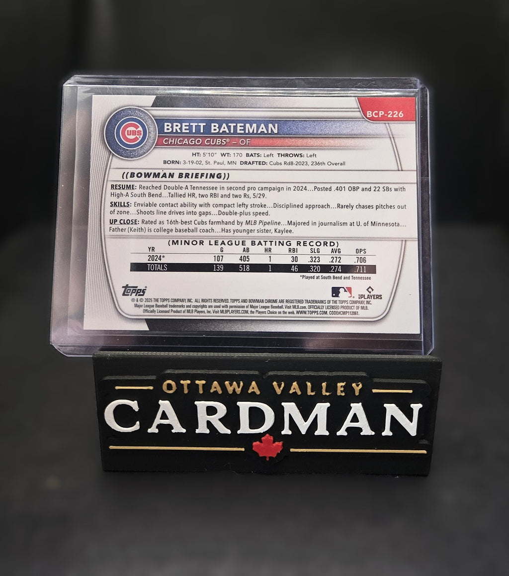 2025 Bowman Chrome Brett Bateman Purple Geometric 052/250 1st Bowman RC BlueJays