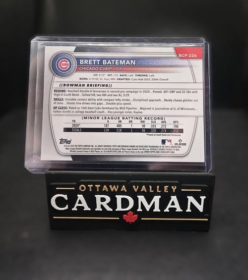 2025 Bowman Chrome Brett Bateman Purple Geometric 052/250 1st Bowman RC BlueJays