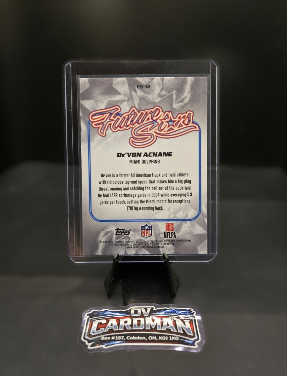 2025 Topps Chrome Future Stars – De’Von Achane – X-Fractor– Miami Dol phins
